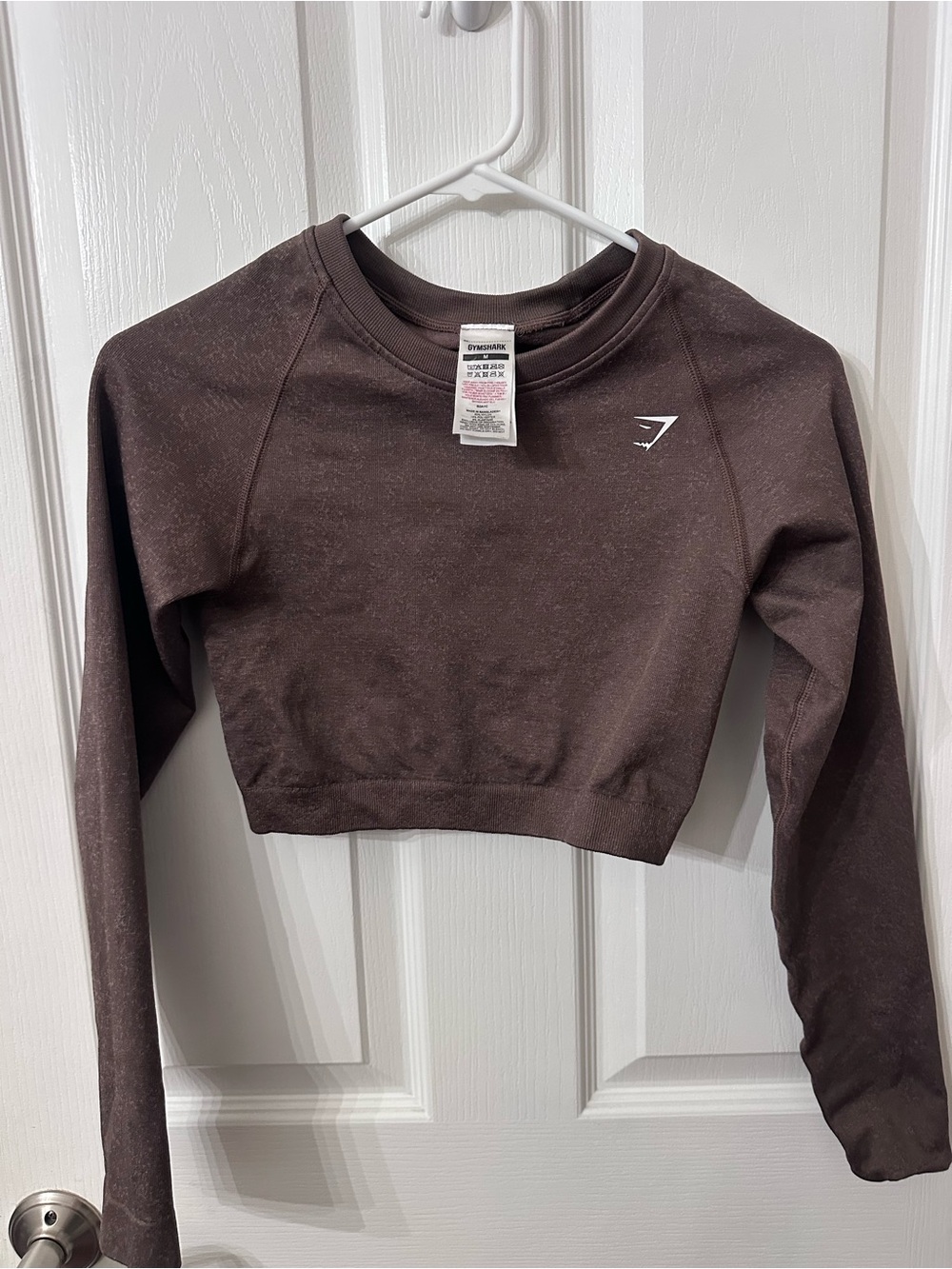 Gymshark Vital Seamless 2.0 Long Sleeve Crop Top Brown Marl Medium